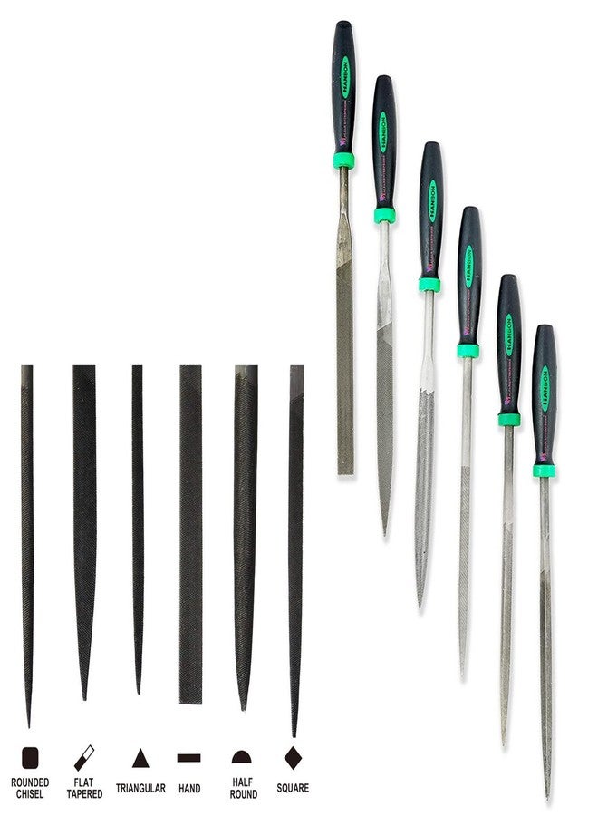 Malfah Enterprises مجموعة مبارد إبر فولاذية من مالفاه، 6 قطع بمقبض معدني وبلاستيكي، رقم المنتج 272106 - Image 4